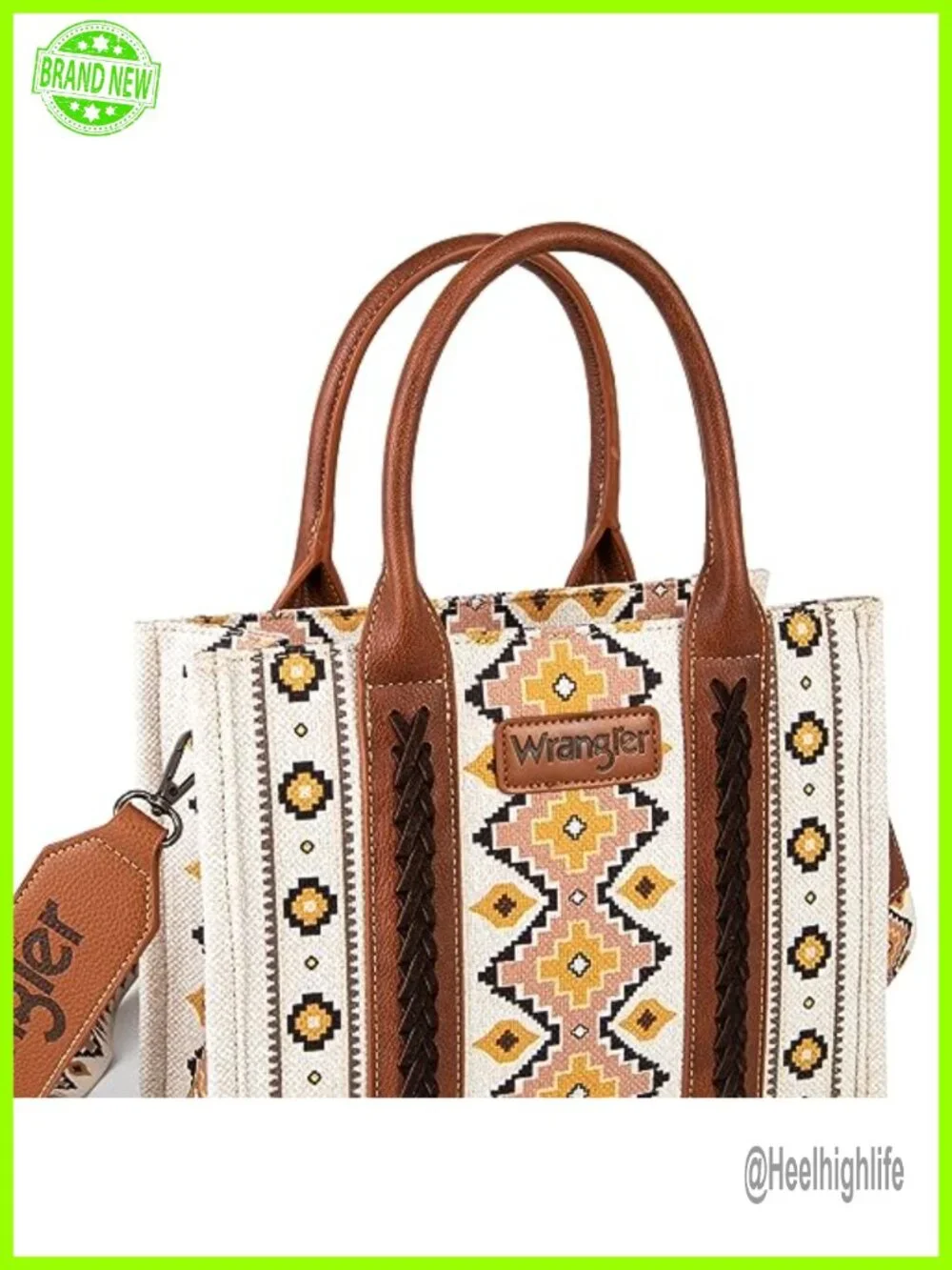 Aztec Print Hobo Bag with Guitar Strap, 2 Zip Pockets